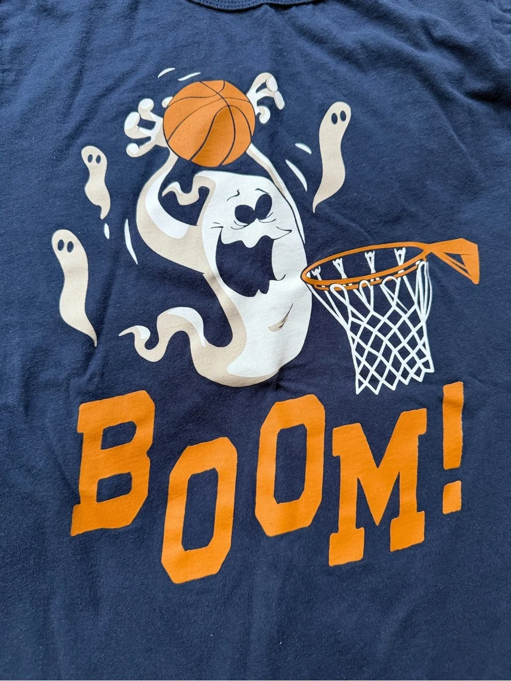 GAP - Girl’s Navy Blue Tee with White Ghost and Orange Basketball Graphic
